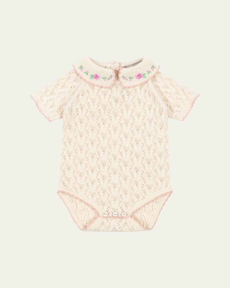 Girl's Rosier Wool Cashmere Romper, Size 3M-12